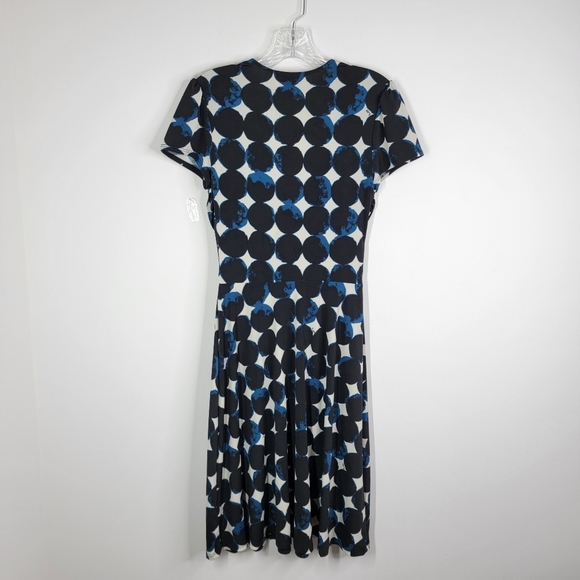 Leota Felicity Cap Sleeves Dress Midnight Full Moon Faux Wrap Aneeka Knit Small - Picture 10 of 10